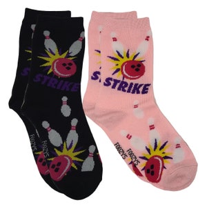 Bowling Strike Lanes Balls Pins Bowl Spare Game Sport 2 pares Calcetines de mujer