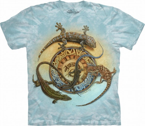 Mimbre Journey Lizards Reptile Lizards Native Indian Blue Cotton Mountain T-Shirt L-XL