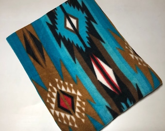ZooFleece Traditionell sydvästamerikansk filtmönster Blåbrun Vit Quiltpläd Bekväm Aztekisk 50X60”