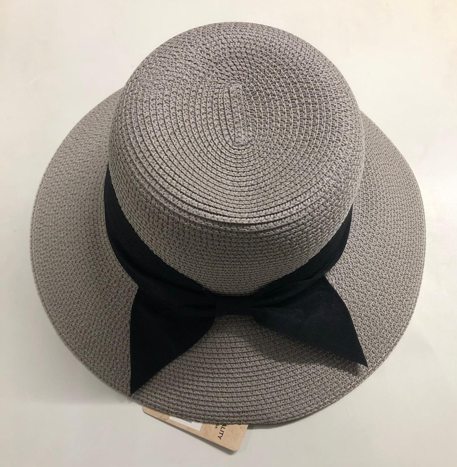 VTG cloche paper sun hat with a black and white bow band.made in Italy Beach Ribbon Church Bow Women main image 3