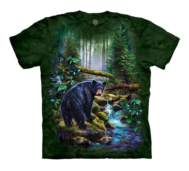 The Mountain American Black Bear Cubs Grizzly Mama Bears Animal Nature Gray Cotton Kids Shirt M-XL