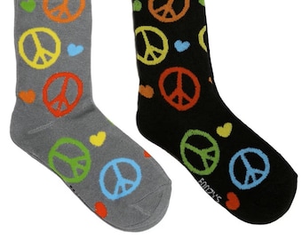 Peace Sign Love Friendship Harmony Freedom Rainbow Socks Women's 2 Pairs