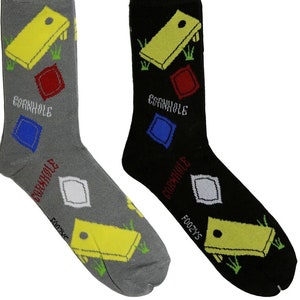 Poufs en tissu Cornhole Lawn Game Board Hole Score 2 paires de chaussettes pour hommes