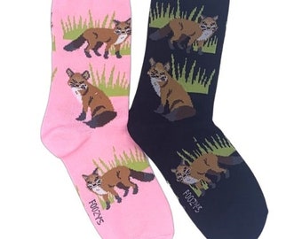 Sly Red Fox Fur Foxy Fennec Foxes Clever Animal 2 pares de meias femininas