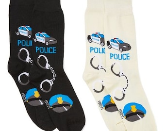 Coches de policía Oficiales Aplicación de la ley Esposas Departamento de justicia 2 pares de calcetines para hombre