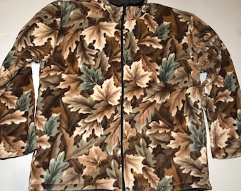 ZooFleece Oak Leaf Tree Camouflage Jacket Reversible Fleece Winter Warm Hunting Hunt Sweater Christmas L-2X
