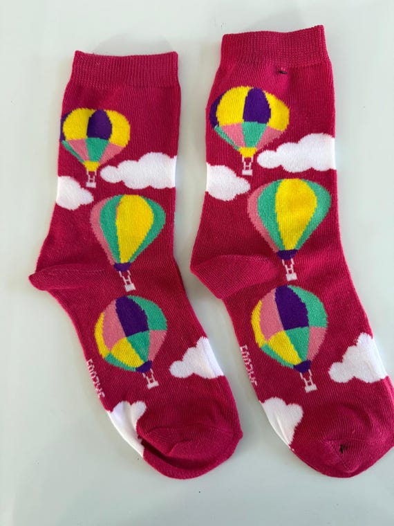 Hot Air Balloon Aircraft Sky Airborne Air Glider Clouds 2 Pairs Women's Socks View 3