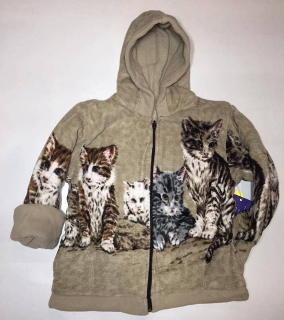 ZooFleece Beige Cats Kittens Kids Girls Animal Pet Jacket Hoodie Coat Reversible ZooFleece Beige Cats Kittens Kids Girls Animal Pet Jacket Hoodie Coat Reversible