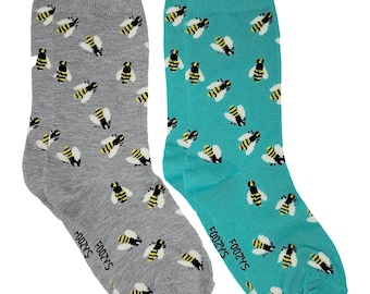 Buzzy Bees Honey Insect Queen Honeybee Animal 2 Pairs Women's Socks