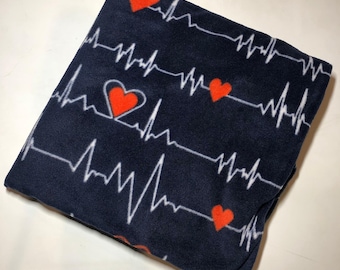 ZooFleece Cardiologist Heart Doctor Surgeon Specialist Heartbeat Pulse Heartstrings Blanket Blue Quilt Throw 50X60"