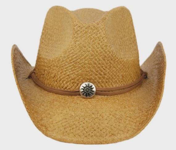 Cowboy Hat Sun Straw Leather Studded Western Concert Rodeo 