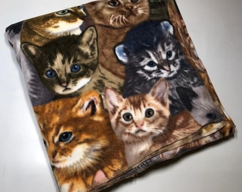 ZooFleece Cute Cats Kitten Polar Fleece Oversized 60X60" Blanket Quilt Throw Comfortable Best Friend Gift Birthday