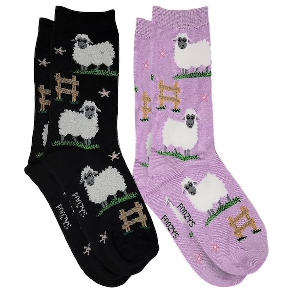 Sheep Furry Livestock Count Sleep Shear Animal 2 Pairs Women's Socks