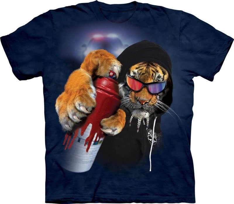 Graffiti Säbelzahn Tiger König Dschungel Löwe Leopard Puma The Mountain Blue Tier Geschenk Baumwolle große Katzen Erwachsene T-Shirt S-3X