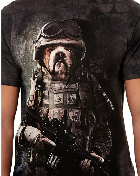 Fashion Marine Sam Bulldog Mountain Military Navy Seal Animal Dogs TShirt Adult S3XL Men IN2214552