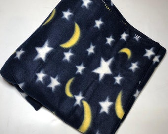 ZooFleece Star Moon Clouds Night Sky Blue Fleece Blanket Quilt Throw Best Friend Gift Birthday 42X60”