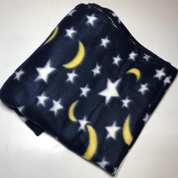 ZooFleece Star Moon Clouds Night Sky Blue Fleece Blanket Quilt Throw Best Friend Gift Birthday 42X60”