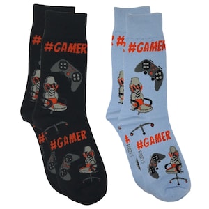Gamer Playing Video Games Controller Gaming Chair Play Score Game 2 Pairs Men&#39;s Socks
