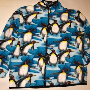 Zoofleece Emperor King Penguins Fleece Winter Warm Skiing Happy Feet Bird Jacket L-3X
