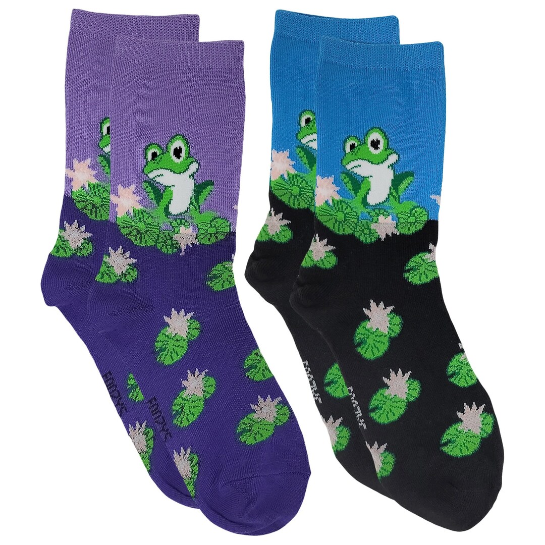 Frog on Lily Frogs Tadpole Amphibian Bullfrog Toad Unisex Socks 2 Pairs ...