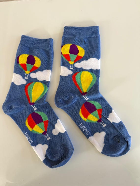 Hot Air Balloon Aircraft Sky Airborne Air Glider Clouds 2 Pairs Women's Socks View 4