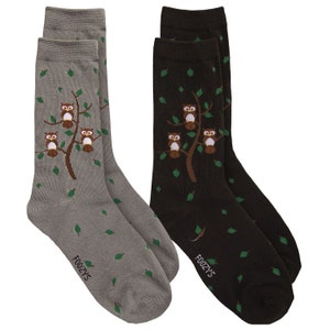 Owl Family Tree Hoot Bird Wise Horned Owls Animal 2 Pairs Women&#39;s Socks