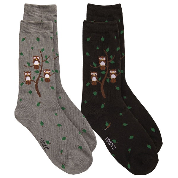 Owl Family Tree Hoot Bird Wise Horned Owls Animal 2 Pairs Women's Socks