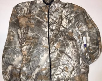 ZooFleece Gray White Camouflage Men's Women's Camo Hunting Hunt Winter Fleece Jacket Ugly Sweater Funny Sweater Christmas xmas S-M
