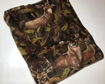 ZooFleece Deer Camouflage Elk Buck Blanket Animal Hunting Brown Quilt Throw 60X60" Comfortable