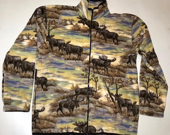 Chaqueta polar de invierno ZooFleece Moose, suéter feo, suéter divertido, Navidad, talla S