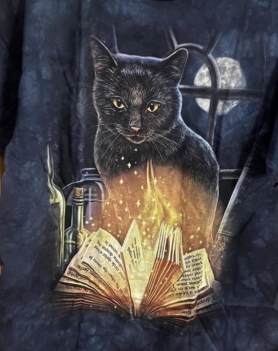 Cats Kittens Black Cat Kitty Witch Bewitched Magic Book Cotton
