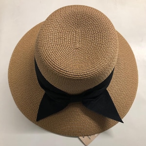 Beach Black Bow Kirche Frauen verstaubare verstellbare Cloche Papier SPF50 Sonnenhut