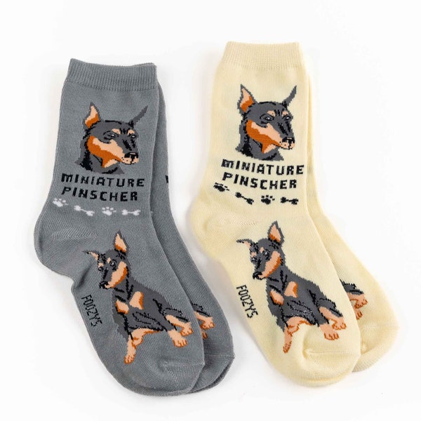 Miniature Pinscher German Min Pin Zwergpinscher Rescue Cute Friendly Animal Companion Breed Lightweight Stretch Cotton Adult Socks