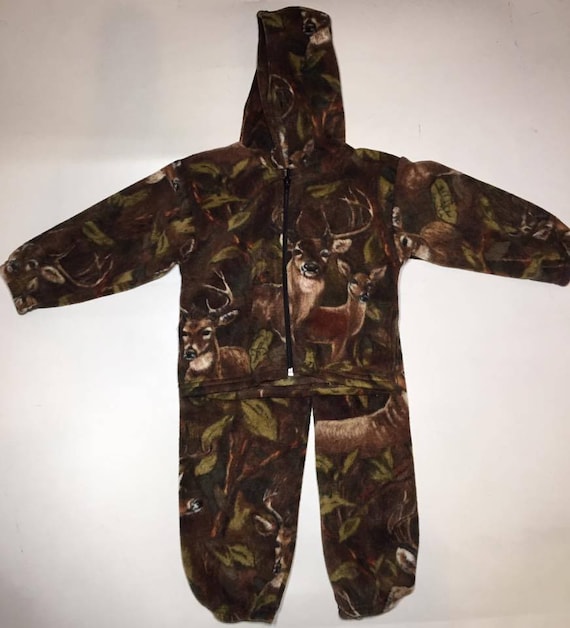 ZooFleece Brown Deer Kids Pajamas Hunting PJs Child Boy 2 Piece Set Hoodie Pants