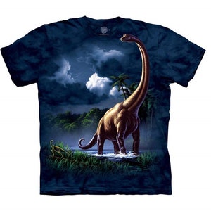 Dinosaur Brachiosaurus Reptile Triassic Jurrasic Park World Animal The Mountain Gift Blue Cotton Adult T-Shirt S-5X