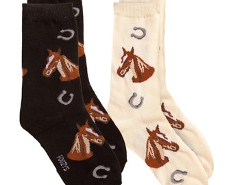 Horse Head Horses Equine Mare Riding Animal 2 Pairs Women's Socks