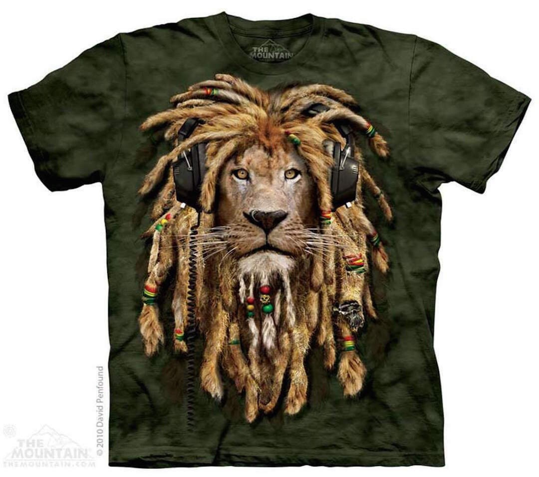 Lion King DJ Jahman Rasta Man Headphones Beats Jungle Green Cotton