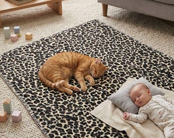 ZooFleece Leopard Cat Print Fleece 60X60" Blanket Quilt Throw