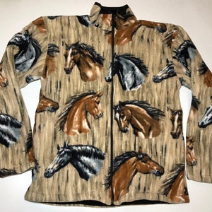 ZooFleece Horse Heads Horses Equestrian Fleece Jacket Winter Warm Sweater S-XL