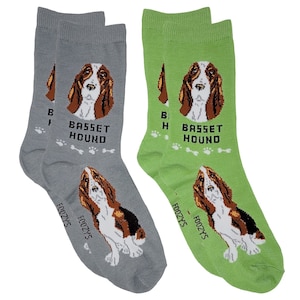 Basset Hound Hunting Dog Rescue Friendly Animal Companion Breed Lightweight Stretch Cotton Adult Socks