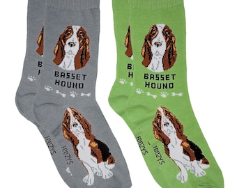 Basset Hound jakthund räddningsvänlig sällskapshundras lätta stretchiga bomullsstrumpor för vuxna