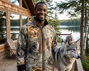 ZooFleece Wolf Pack Wolves Fleece Wildlife Outdoor Sweater Unisex Jacket S-2X