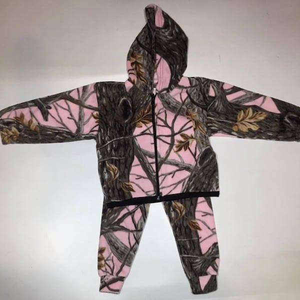 Kinder Rosa Baum Camo Fleece Pyjamas 2 Stück Set Geschenk Geburtstag Kinder Hoodie Hose