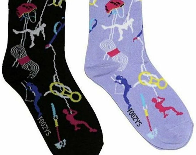 Rock Climbing Sports Climb Walls Bouldering Rope Fun Socks 2 Pair Women's 9-11