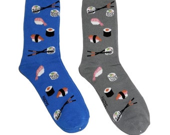 Sushi Japanese Raw Fish Rice Sashimi Onigiri Chopsticks Food Socks Men's 2 Pairs
