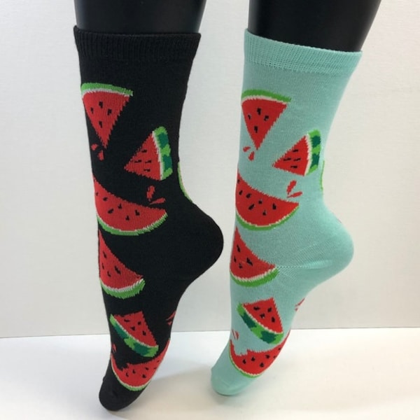 Pastèque Graines de Melon d'Eté Fruits d'Été Pastèques 2 Paires Chaussettes Femme 9-11