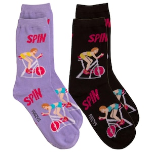 Spin Bicycle Exercise Spinning Indoor Cycling Bike 2 Pairs Women's Socks
