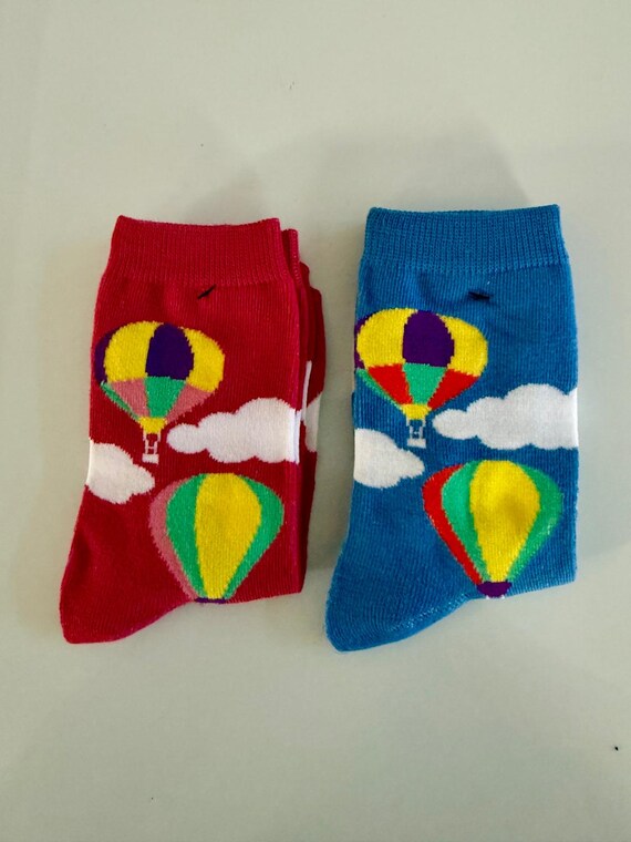 Hot Air Balloon Aircraft Sky Airborne Air Glider Clouds 2 Pairs Women's Socks View 2