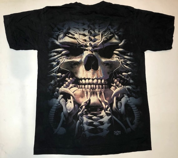 Skull Metallic Gothic Dead Death Halloween Juniors V-neck T-shirt Skull Metallic Gothic Dead Death Halloween Juniors V-neck T-shirt