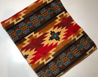 Manta con patrón tradicional del suroeste americano de ZooFleece, color naranja, marrón y azul, cómoda manta con diseño de cruz azteca de 60 x 60 pulgadas